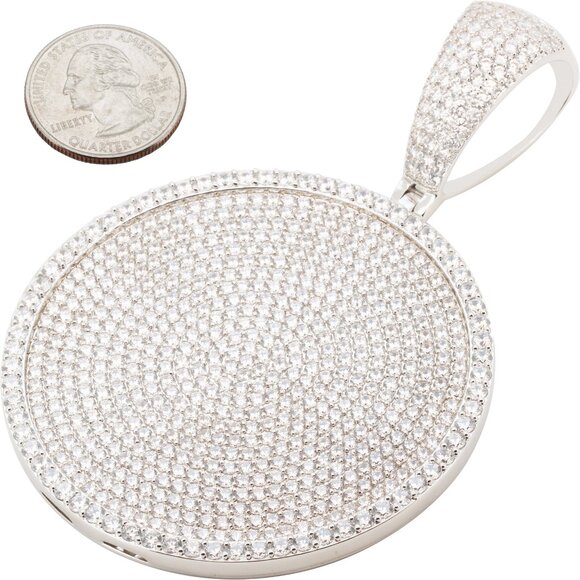 14k Yellow/White Gold Plated AAA Cubic Zirconia Circle Pendant